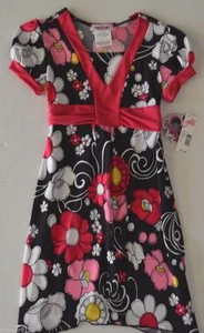 Girl Flower Print dress Girlcode Pink Black White New With Tags - Picture 1 of 4