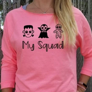 Camiseta de Halloween My Squad para mujer manga 3/4 Raglan Frankenstein vampiro momia - Imagen 1 de 6