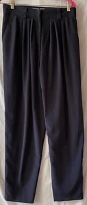 VINTAGE CHAUS, WOMEN'S 14 BLACK HIGH WAIST FRONT PLEATS PANTS, SILK LOOK, EUC - Picture 1 of 13