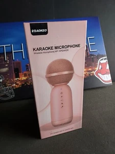 Aokeo Wireless Microphones Bluetooth Speaker, Wireless Karaoke Mic for Kids PINK - Picture 1 of 3