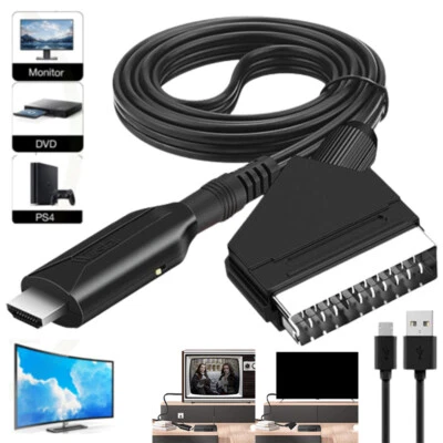 Portable Scart To HDMI Converter with Cable Video Audio Adapter For HD TV PR - Image 1 of 4