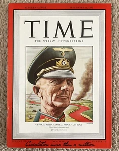 Time Magazine from September 21, 1942 General Field Marshal Fedor Von Bock - Picture 1 of 3