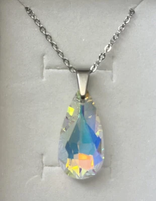 施华洛世奇水晶项链 AB Aurora Borealis 18K 白金填充 — 第 1/4 张图片