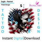 Eagle Patriot Animal Cyfrowy pełny kolor + B&W Art design w PNG, JPEG i SVG