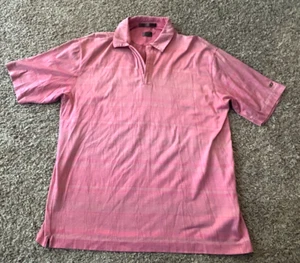 Retro 2000's Nike Tiger Woods 1/4 Zip Golf Polo Pink/Gray Stripped Large - Picture 1 of 7