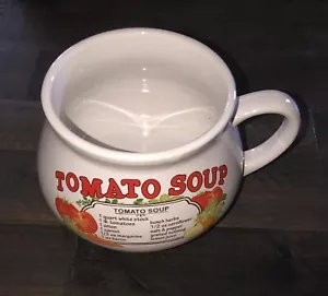 DAT'L DO-IT INC. Sopa de tomate de colección cerámica receta taza tazón taza letras de pensamiento - Imagen 1 de 4