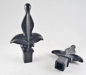 25 EACH FOR (1/2 OR 1-INCH) PLASTIC IRON FENCE TOPS 1-60-10 FLEUR DE LIS BLACK - Picture 1 of 5