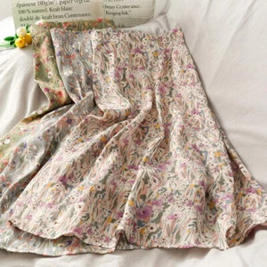 Flowers Pattern A Line Skirt - Picture 1 of 10