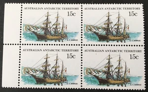 Australian Antarctic 979- 1983 15c – Ships - block of 4 with salvage MNH - Picture 1 of 3