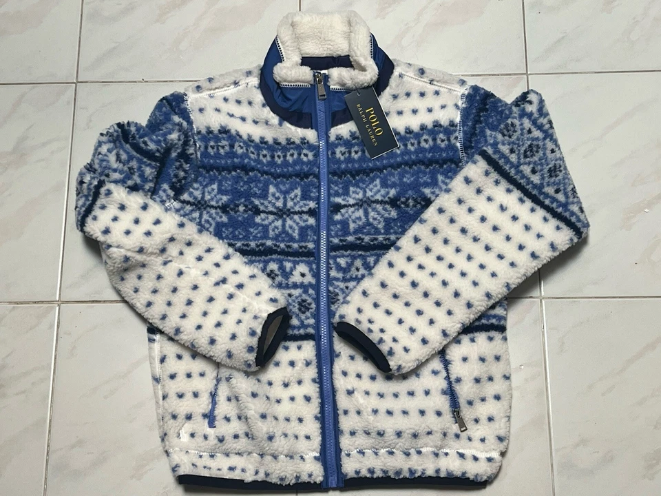 Chaqueta Sherpa Polo Ralph Lauren Vacaciones Cremallera Completa Niños Niños L 12-14 Nueva  Foto 1 de 3