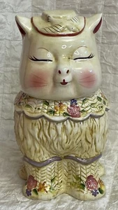 Vintage Cat Cookie Jar PUSS 'N BOOTS Ceramic Hand Painted BLOCK Classics Grandma - Picture 1 of 19