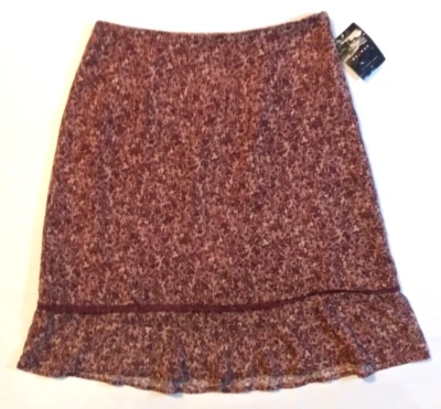 Falda para mujer Axcess A Liz Claiborne Company púrpura estampado floral talla 8 Foto 1 de 4