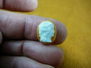 (C1470-13) small Vintage loose Lady oval CAMEO Italian orange porcelain - Picture 1 of 1