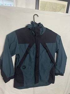 LL Bean Nylon Jacket Small Hooded Winter Parka Vented Full Zip Green Black - Picture 1 of 13