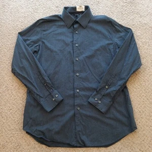 Apt. 9 Hemd Herren groß schwarz blau gestreift Langarm Knopfleiste Baumwolle - Bild 1 von 11