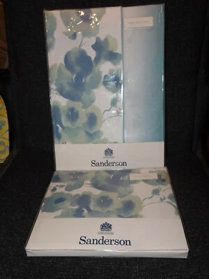 SANDERSON MANDARIN FLOWERS - TURQUOISE - 100% COTTON - SINGLE DUVET + PILLOWCASE - Image 1 of 3