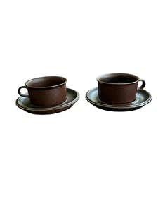 Set Of 2 Arabia of Finland RUSKA Coffee Or Tea Short Cups with Saucers - Picture 1 of 6