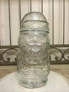 Santa Claus Clear Crystal Glass Cookie Or Candy Jar - Picture 1 of 9