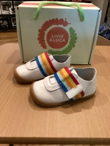 *New Infant Girls Bright White Rainbow Livie & Luca Champ Shoes, 2 - Picture 1 of 3