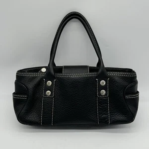Vintage Michael Kors Purse Greenwich Pebbled Leather  Black Handbag Tote Bag Y2K - Picture 1 of 12