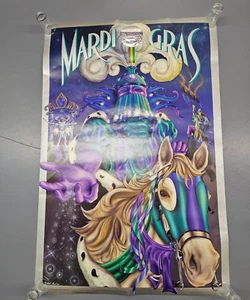 Póster personalizado vintage 1993 Michael Hunt MARDI GRAS enmarcado 39" H X 26" W - Imagen 1 de 8