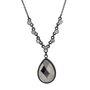 1928 Jewelry Hematite Teardrop Multi Crystal Pendant Necklace For Women #98 - Picture 1 of 3