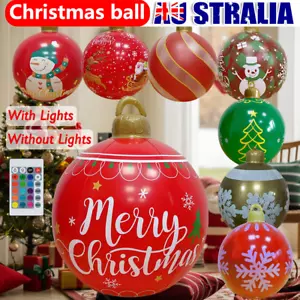 60CM LED Lights Up Inflatable Christmas Decoration Ball Outdoor Xmas Inflatables - Picture 1 of 28