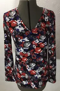 Ladies Jones New York Signature Black/Cobalt/Red/White Long Sleeve Top SZ M-NWT - Picture 1 of 8