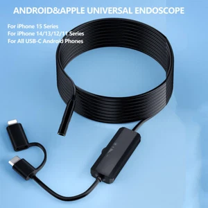 2in1 For All iPhone Sereies 15/14 Android Waterproof Endoscope Inspection Camera - Picture 1 of 12