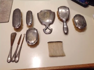 Juego de tocador de plata de ley antiguo de 10 piezas cepillo espejo - Imagen 1 de 7