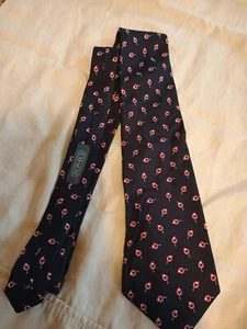 NEW Coach Silk Tie Dark Blue with Red and White Paisley Pattern - Picture 1 of 2