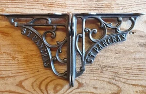 A Pair of Cast Iron ST PANCRAS Shelf Bracket 5" x 5" Railway / Vintage / Retro - Picture 1 of 7