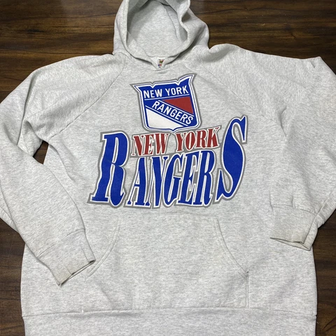 Vintage 90s New York Rangers Hoodie Hooded Sweatshirt XL Cover
