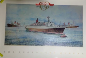 20X30 CUNARD LEGENDÄRE KÖNIGINNEN QUEEN ELIZABETH QE2 SCHIFF POSTER COA BRIEFMARKE 150. - Bild 1 von 10