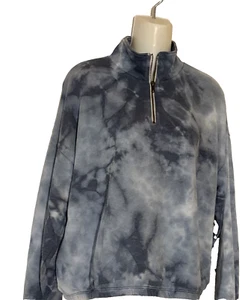 Giacca American Eagle tinta unita morbida chiusura zip collo alto taglia M blu miscele - Foto 1 di 8