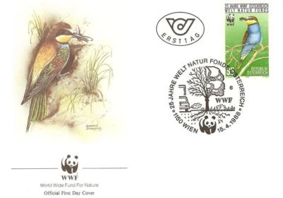 Bee Eater Bird Stamp Austria Cachet 1998 WWF FDC Cover - Image 1 of 2