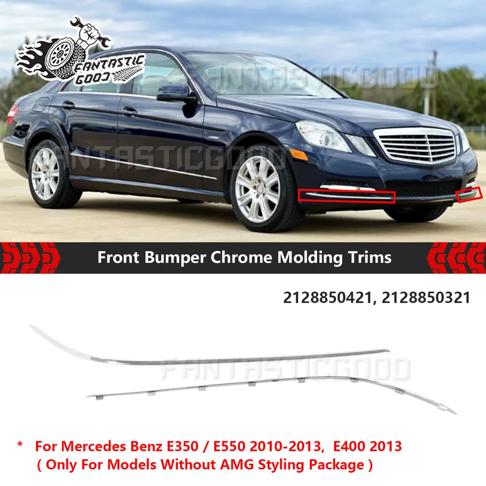 Juego de pares de molduras de parachoques delantero cromadas para Mercedes Benz E350 E550 2010-2013 Foto 1 de 4