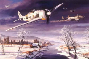 Winter Combat by Nicolas Trudgian Me109 Hannes Trautloft signed matted - Picture 1 of 2