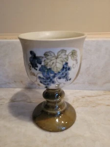 Vintage Otagari Stoneware Pedestal Wine Goblet Challis Japan - Picture 1 of 5