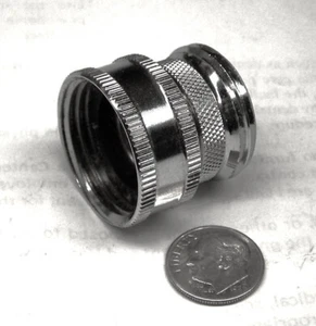 GARDEN HOSE FEMALE 3/4" FHT X MALE 3/4" MHT SWIVEL ADAPTER BRASS CHROME 1-1/16"L - Picture 1 of 7