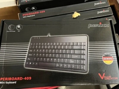 PERIBOARD-409U ES - Mini PS/2 Teclado - Negro Brillante - QWERTY Español con Ñ - Image 1 of 4