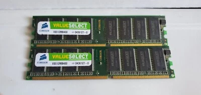 Corsair 2 X 512MB 1GB total PC3200 DDR400 CL3 VS512MB400 Desktop DIMM RAM Memory - Image 1 of 2