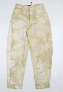 Pantalones de mezclilla para mujer Bershka beige 100 % algodón novio talla 6 L26 con cremallera regular - corbata - Imagen 1 de 12