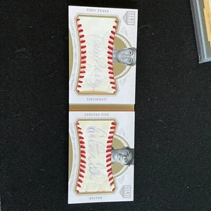 CARLTON FISK & TONY PEREZ 2012 NATIONAL TREASURES #5 BOOKLET DUAL AUTO #3/5 - Picture 1 of 5
