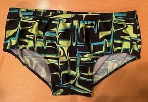 Men’s Vintage Fashy Black Neon Swim Shorts Briefs Retro Lycra Nylon Swimsuit XS - Picture 1 of 1