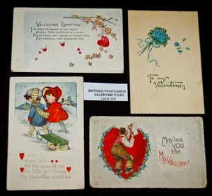 ANTIQUE Postcards Lot of 4 Over 110 Years Old Lot#110 Valentine's Day - Picture 1 of 2
