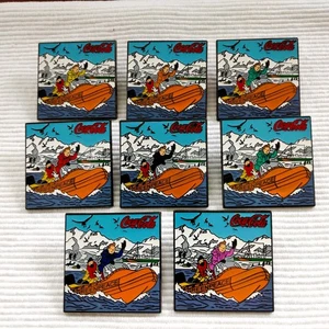 8 COCA COLA TINTIN  IN DER ARKTIS  PINS  MIT KAPITÄN HADDOCK VON HERGE KOMP.SET - Bild 1 von 10
