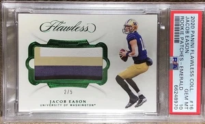 Flawless Collegiate Jacob Eason RC 2021 parche esmeralda/5 PSA 10 Univ. Washington - Imagen 1 de 4