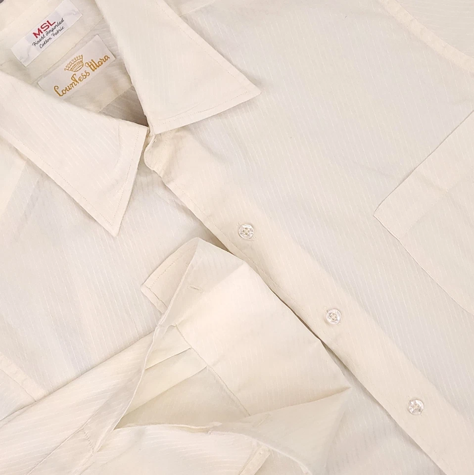 Countess Mara Shirt Mens 15.5 33 White French Cuff Dress Long Sleeve Herringbone - Image 1 of 4