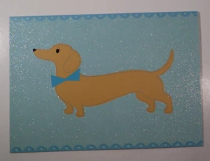 V3 Weenie Happy Birthday dachshund dog weiner glitter FLUFF 5x7 greeting card - Picture 1 of 6